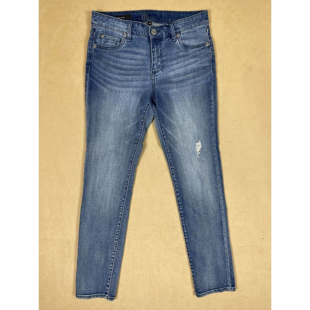 Kut From The Kloth Kathy Boyfriend Skinny Jeans Womens 4 Distressed Stretch‎